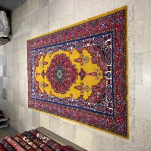 قالیچه خراسان چله و گل ابریشم ۲۱۴×۱۳۴