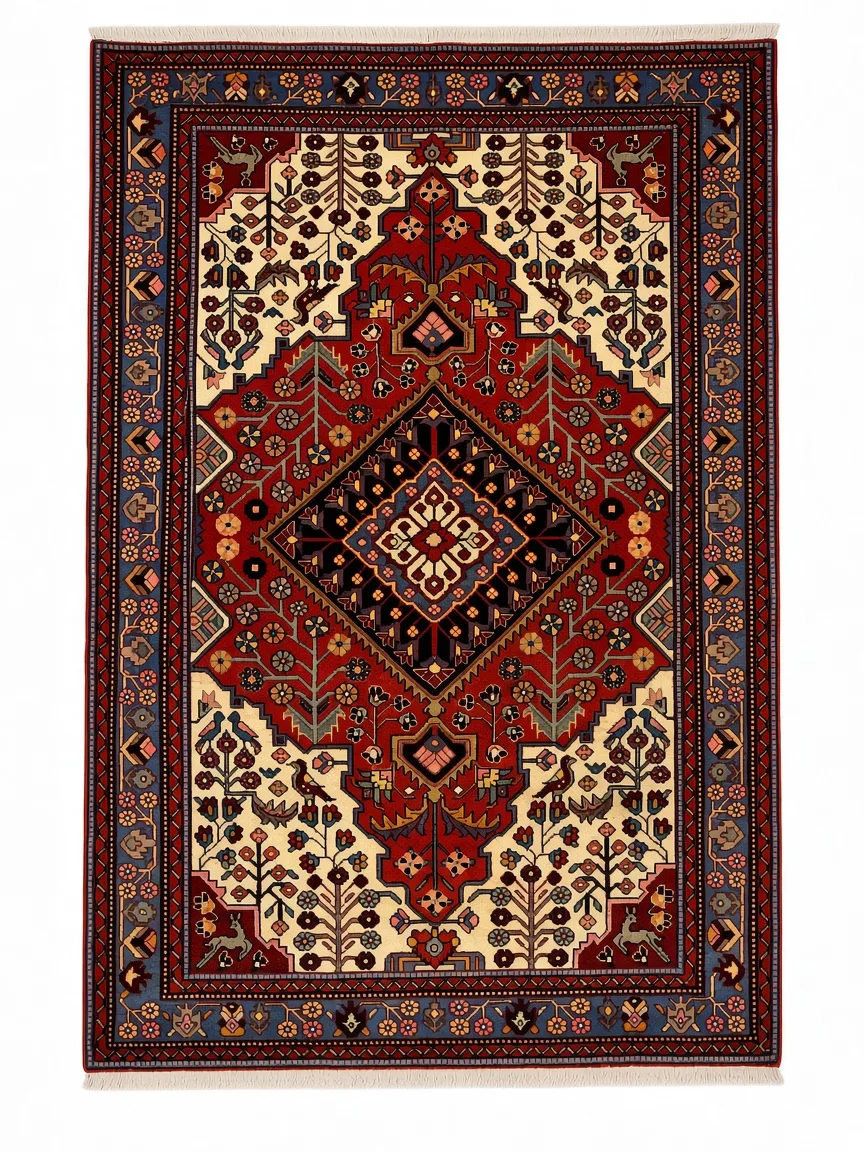 فرش دستباف پرده ای نهاوند نقشه لچک سفید (4 متری)